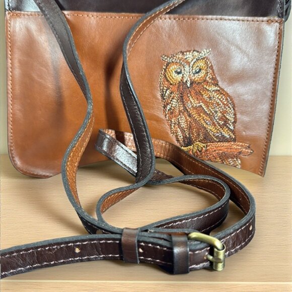 Patricia Nash Nazaire Owl Embroidery Colorblock Crossbody Bag with Dust Bag New - Picture 15 of 15